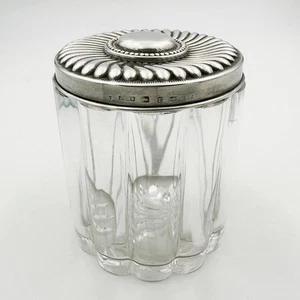 DRESSING TABLE JAR STERLING SILVER TOP VICTORIAN Birmingham 1891 John Grinsell - Picture 1 of 7