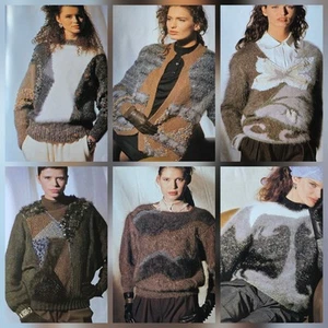1980s Graphics Mohair Glitter Jacquard Lightning Anny Blatt 103 Knitting Pattern - Picture 1 of 23