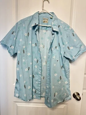 Camisa Haggar Clothing Abotonada XXL Azul Floral Mangas Cortas Elastizada Hawaiana Foto 1 de 4