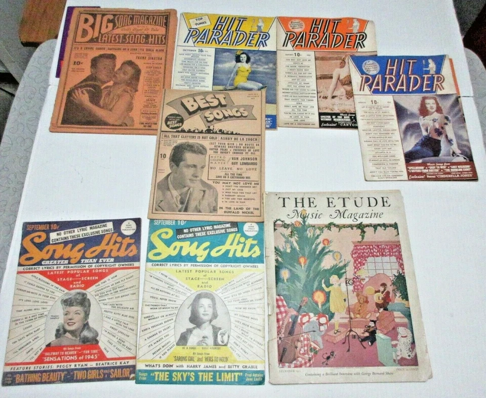 VTG MUSIC MAGAZINE 30-40S LOT HIT PARADER SONG HITS ETUDE BIG SONGS CRAFT  - Image 1 of 4