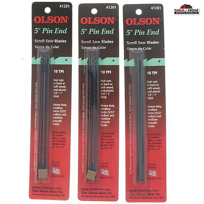 (3) Olson 5  Pin End Carbon Steel Scroll Saw Blade 10 TPI ~ New • 17.95$