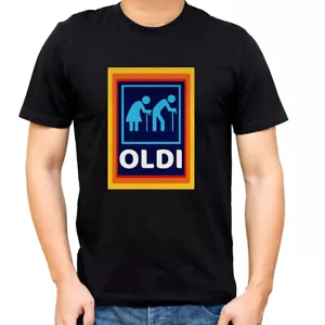 OLDI T-shirt Homme Aldi Nouveauté Drôle OLD Tee Top Blague Hilarante Papa Cadeau Noir - Photo 1 sur 2