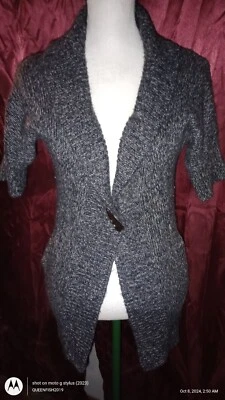 RIPCURL Women's Short Sleeve Gray Ribbed Cardigan) Sweater Sz Sm - Image 1 of 4