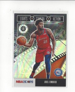 2019-20 Hoops Premium Stock Lights Camera Action Holo #27 Joel Embiid 76ers