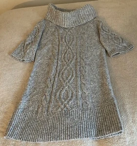 Old Navy Grey Cable Knit Wool Blend Turtleneck Sweater Dress Women's L - Picture 1 of 20