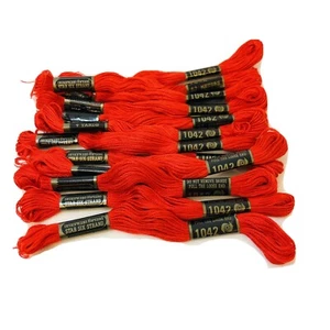 12 Skeins NEW Vintage American Thread Co STAR SIX STRAND 9 yd #1042 Red - Picture 1 of 4