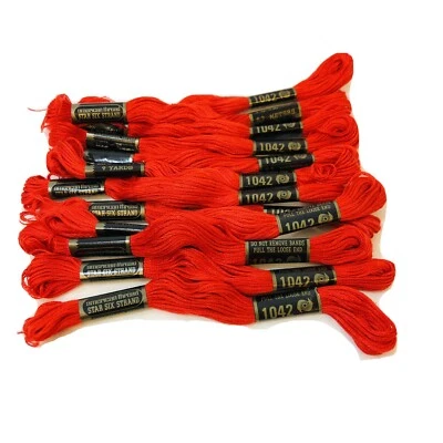 12 Skeins NEW Vintage American Thread Co STAR SIX STRAND 9 yd #1042 Red - Image 1 of 4