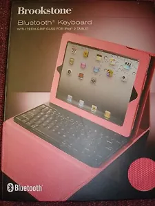 BROOKSTONE BLUETOOTH KEYBOARD WITH TECH-GRIP CASE FOR IPAD 2 TABLET PINK - Picture 1 of 1