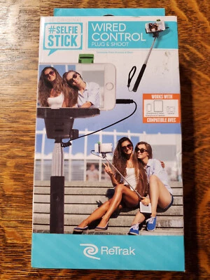 Palo para selfies ReTrak con cable - 10" a 38,40" de altura. Nunca abierto. Foto 1 de 4