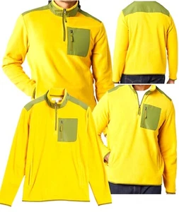 Amazon Essentials Men's Quarter-Zip Polar Fleece Jacket Soft Comfort gold green - Picture 1 of 6