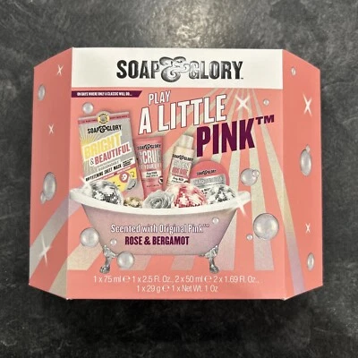 NEW! Soap & Glory PLAY A LITTLE PINK Gift Set Collection. Rose & Bergamot - Image 1 of 4