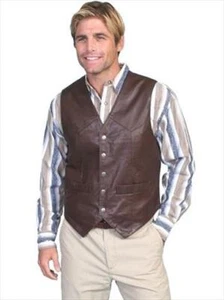 Scully Mens Leather Wear Lamb Snap Front Vest - Brown Soft Touch Lamb - XL - Picture 1 of 1