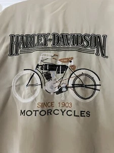 Harley Davidson Mens Button Shirt 2XL Gold Embroidered Sage Green Since 1903 - Picture 1 of 10