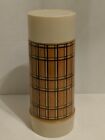 Vintage Aladdin Tan/Almond Plaid Thermos! With Cup And Stopper! Made In Usa!