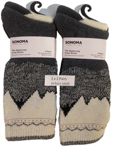 Sonoma 4 Pairs Women's Supercozy Crew Socks Merino Wool Blend Lightweight 5-10 - Picture 1 of 7