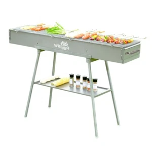 WillBBQ Charcoal BBQ Portable Hibachi Grill for Skewer and Kebabs 150(L)x26(W)cm - Picture 1 of 14