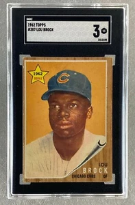 1962 Topps #387 Lou Brock novato SGC 3 Chicago Cubs “A Base Knock From Brock” - Imagen 1 de 2