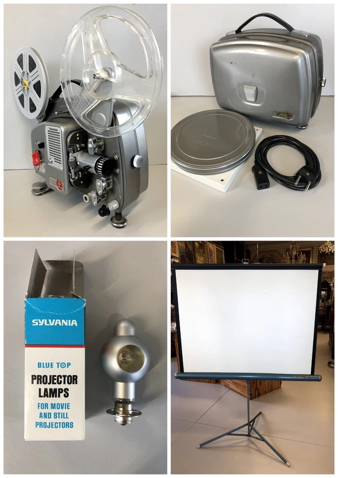 PROIETTORE VINTAGE Projector 18-5 Paillard Bolex 8mm SCHERMO BOBINE FUNZIONANTE! - Immagine 1 di 4