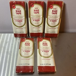 Lot Of 5- 6 Yard 1” Wide Bias Tape J&P Coats 128 A Atom Red 50/50 Poly Cotton - Picture 1 of 2