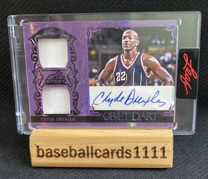 2023 Leaf Clyde Drexler Art Of Sport DUAL PATCH AUTO AU #d 5/5 BB5 - Picture 1 of 2