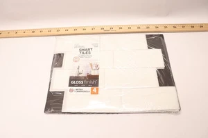 (4-Pk) Smart Tiles Metro Campagnola White Vinyl Peel & Stick Tiles SM1100G-04-QG - Picture 1 of 4