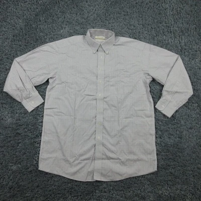 Camisa Roundtree & Yorke Etiqueta Dorada Para Hombres 16 33 Blanco Púrpura Azul Algodón a Cuadros Foto 1 de 4