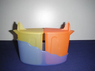 Tupperware Junge Welle Sahnekännchen / Zuckerdose mit Tablett je 300ml  3er Set - Bild 1 von 4