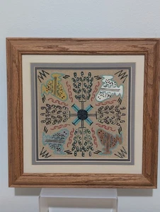 Pintura en arena navajo auténtica de colección nativa americana firmada por el artista 9 1/2" usada en excelente estado - Imagen 1 de 23