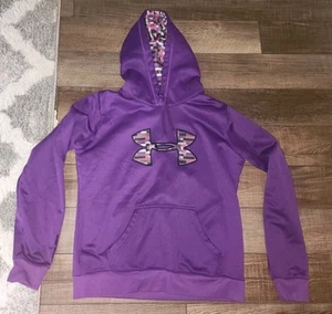 Under Armour Hoodie Womens Med Storm Fleece Big Logo Purple Pullover - Picture 1 of 6