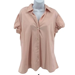 Old Navy Dress Top WMNS XL Light Pink Button Up Collared Balloon Sleeve Blouse - Picture 1 of 7