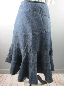 Dkny Jeans Vintage Dark Blue Denim Cotton A Line Midi Skirt - Size 12 - Picture 1 of 9