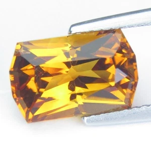 3.98Cts Natural Fantastic Fancy Radiant Cut Citrine 11.6x7.5mm Loose Gemstone - Picture 1 of 5