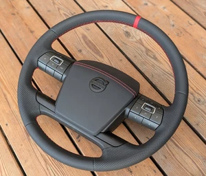 NEW LEATHER Steering Wheel for Volvo FM FH FMX 4-series OEM Red Stitching - Picture 1 of 17