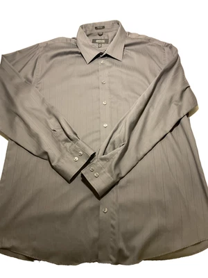 Kenneth Cole Reaction Gray Striped Button Up L 16.5 34-35.   D55 - Image 1 of 4