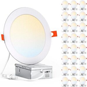 24 Pack 12W LED Recessed Light 7CCT 6 inch Ultra-Thin Dimmable Ceiling Lamp