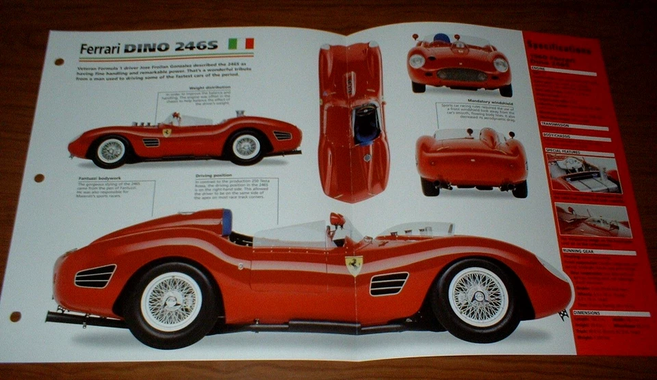 1960 FERRARI DINO 246S ORIGINAL IMP BROCHURE SPECS INFO 246 S 60 59 1959 - Image 1 of 1