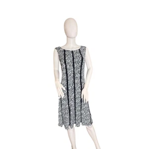 Vestido Connected 12 Negro Blanco Mod Vestido Negocios Informal Abstracto Estampado Cambio - Imagen 1 de 14