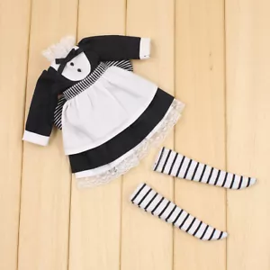 Vestido de criada medias a rayas 2 piezas para 12" muñeca Blythe conjunto de fábrica - Imagen 1 de 3