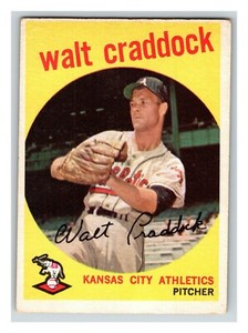 1959 Topps Walt Craddock Kansas City Athletics A's #281 VG crease (KCR)