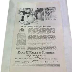 Anuncio de anuncio vintage de 1922 Rand McNally Inland Village Over Seas - Imagen 1 de 3