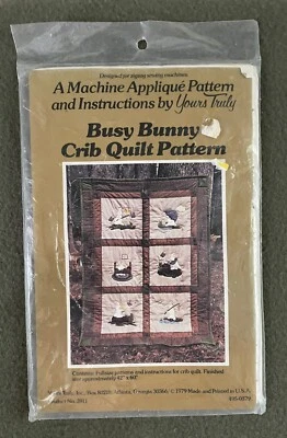 全新 忙碌的兔子婴儿床被子图案机器贴花技术 复古 42 x 60 — 第 1/2 张图片