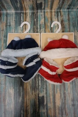 2 CONJUNTOS = 4 PIEZAS! Conjunto de sombrero y botines PRIMERAS IMPRESIONES 6-12 meses bebé/bebé #214 Foto 1 de 4