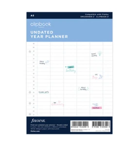 Filofax A5 Clipbook Undated Year Planner Refill Insert - Picture 1 of 4