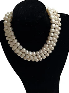 Brand New HAND KNOTTED 48 Inch 120cm Genuine FRESH WATER PEARL NECKLACE 9-10mm - Picture 1 of 3