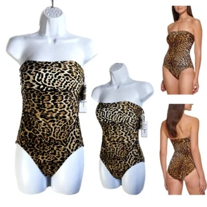 NWT Calvin Klein Size 6 Tummy Control One Piece Swimsuit Leopard CG2MJ501 $118 - Picture 1 of 12