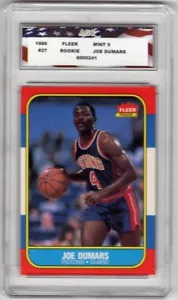 1986 Fleer #27 Joe Dumars Rookie Card AGC 9 Mint - Picture 1 of 2