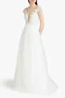 RRP €2486 THEIA Wedding Ball Gown US10 UK14 IT46 XL Tulle Sequins Beads Flowers