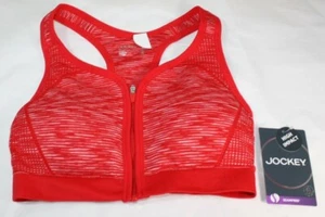 NEW JOCKEY zip front Verge HIGH IMPACT BRA seamfree moisture wicking RED SMALL - Picture 1 of 7