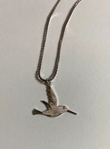 PREOWNED Sterling Silver Hummingbird Pendant + 18" Stainless? Necklace Chain - Picture 1 of 9