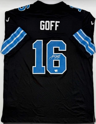 Camiseta deportiva de fútbol americano Nike negra estilo profesional autografiada por Jared Goff Detroit Lions Fanati Foto 1 de 3